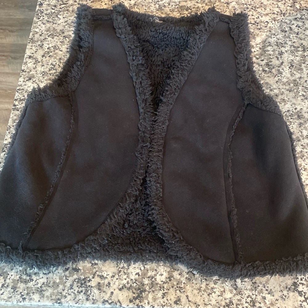 Faux suede furry vest